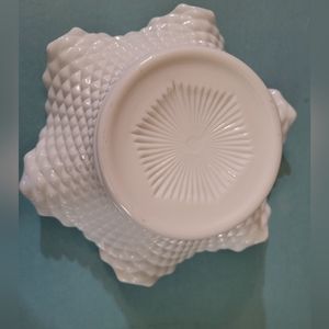 VTG Westmorland White Milk Glass Hob Nail Fluted Bowl